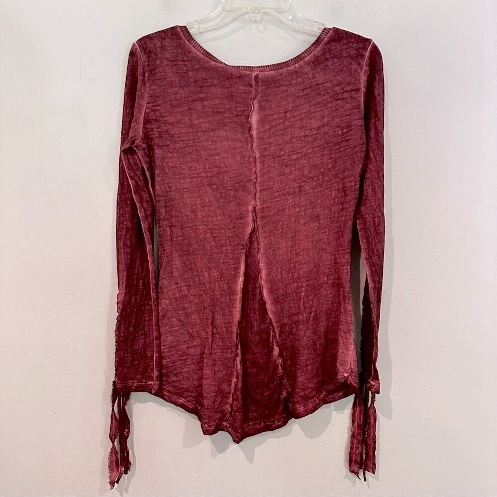Black Swan Distressed Lace Up Top Women's S Burgundy Whimsigoth Witchy Goth - Picture 7 of 7